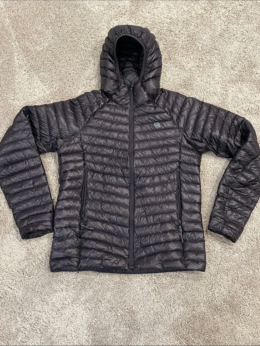 Mountain Hardwear Men's Black Hooded Packable Puffer Down Jacket